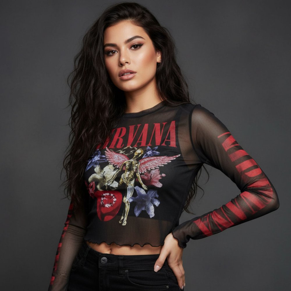 Nirvana - In Utero Vintage Collage Crop top - Schwarz
